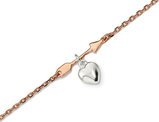 Sterling Silver Rose-Tone Plated Heart and Arrow 7.5 Inch Bracelet